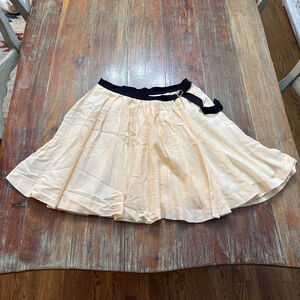 Band of Outsiders Silk Cotton Blend Pleated Mini Skirt - Cream/Ivory - Size 2/4